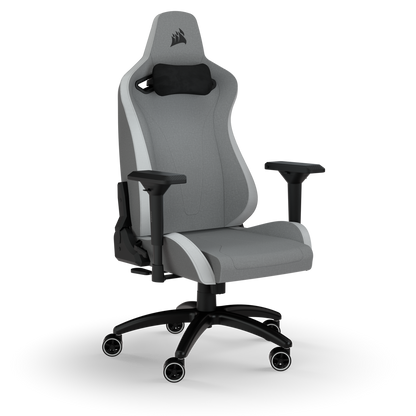 CORSAIR TC200 Fabric Gaming Chair - Standard Fit - Light Grey / White