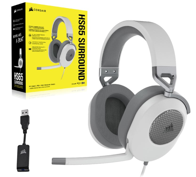 Corsair HS65 SURROUND Wired Gaming Headset - Black or White